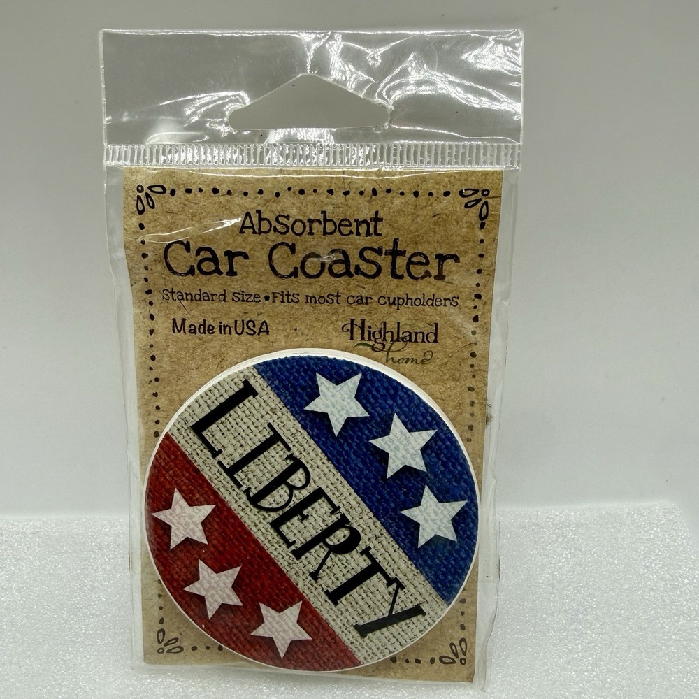 CounterArt‎ Absorbent Stone Car Coaster Liberty Red White Blue Stars